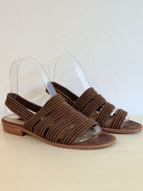 Stuart Weitzman For Brown's Brown Slingback Sandals With Elastic Straps Size 6.5